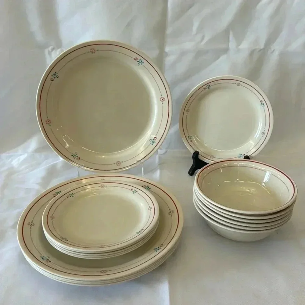 Corelle Cranberry Blossoms Dinnerware Complete Dinner Set for 4